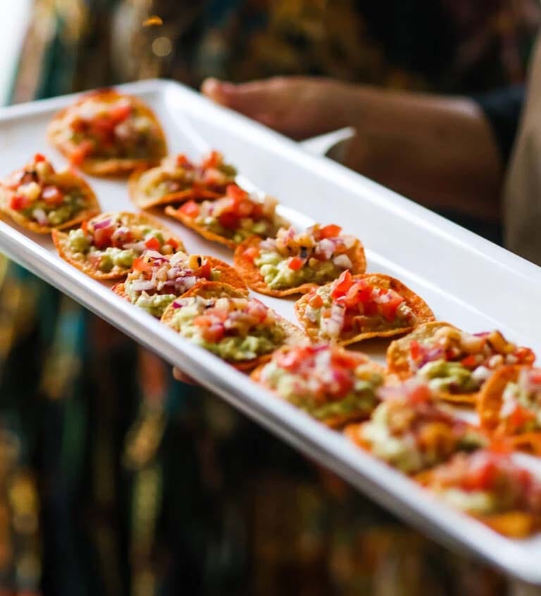 Cold canapes being served in Southbank