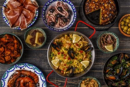 spanish tapas catering on a table